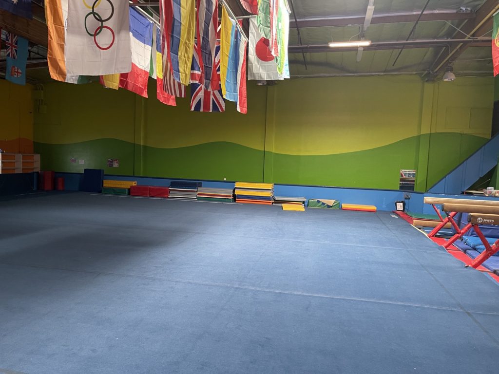 Gymnastics Facility with gymnastics equipment Colorful Mats - Blue Tumbling Floor