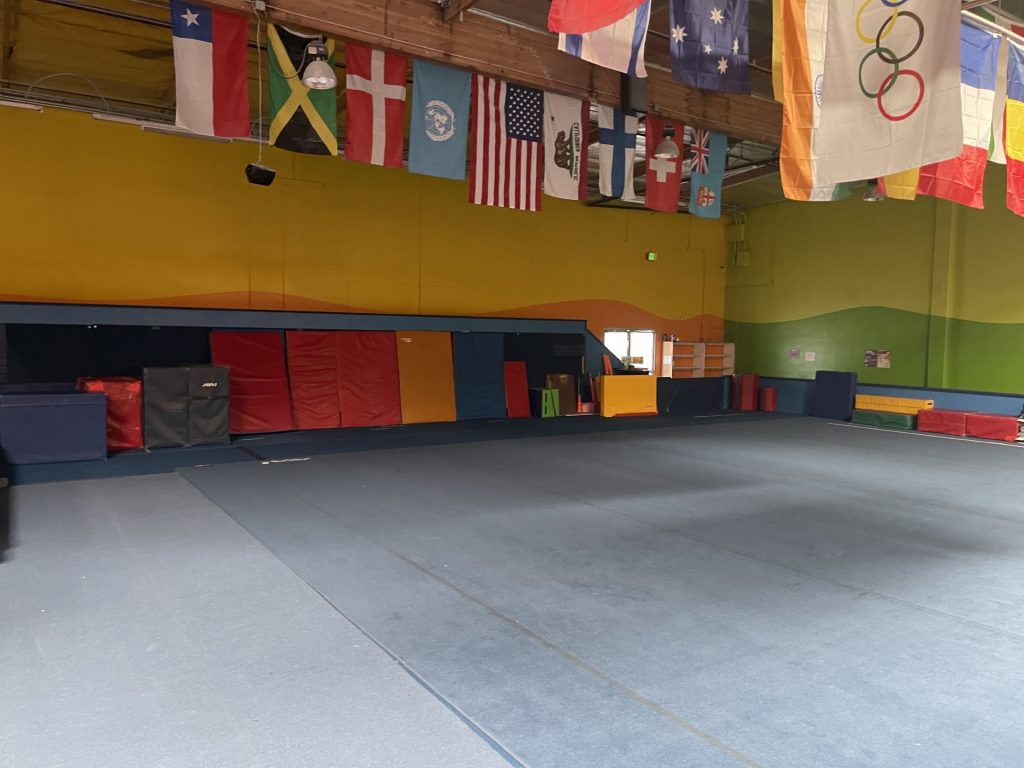 Gymnastics Facility with gymnastics equipment Colorful Mats - Blue Tumbling Floor